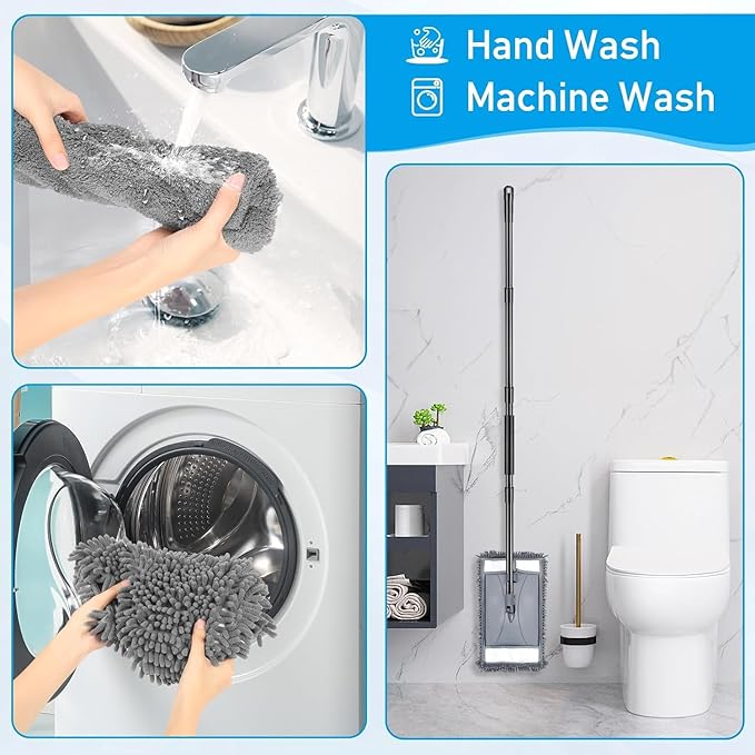 Wall Cleaner Mop Replacement Head, 2 Pack Chenille Reusable Dust Mop Pads for Wall Washer Floor Cleaning, Fit ASIN B0DG4LV7SJ