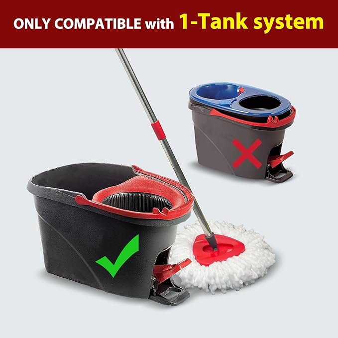 Mop Head Replacement Set for O-Ceda EasyWring 1-Tank System, Includes 2 Spin Mop Replacement Head, 1 Handle (30-58in Adjustable 4-Section Pole), 1 Spin Mop Base