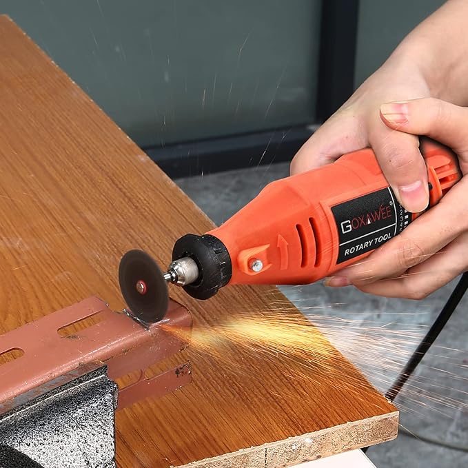 GOXAWEE Rotary Tool Kit with Keyless Drill Chuck and Flex Shaft, Variable Speed Electric Multiuse Tool & 140 Accessories for Cutting, Drilling, Engraving, Grinding, Sanding, Polishing, Crafts,and DIY