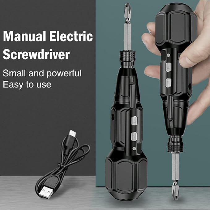 Electric Screwdriver Cordless Rechargeable Power Screwdriver Set, Portable Automatic Home Repair Tool Kit with LED Lights & USB Charging Cable for Men (3PCS)