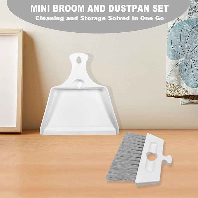 Mini Dustpan Brush Set Small Dustpan Broom Combo Set for Table Mini Dust pan with Brush Tiny Cleaning Sweeper for Car Desk Keyboard Drawer Pet Nest