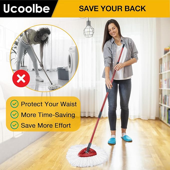 Spin Mop Replacement Handle Compatible with O-Cedar Spin Mop & Bucket System, 4-Section 30" to 58" Mops Handle Replacement Stick for Floor Cleaning, Mops Head & Base Not Include
