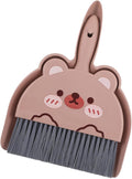 Portable Hand Broom and Dustpan Set, Cute Mini Dustpan and Brush with Bear Pattern, Small Cartoon Space Cleaning Tool for Home Office Desktop Car Camping Kitchen Tabletop (Brown)