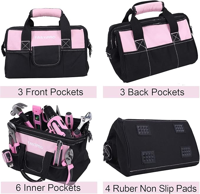 FASTPRO Pink Tool set -220-Piece Lady's Home Repairing Tool Kit & 20V Pink Cordless Lithium-ion Drill Driver