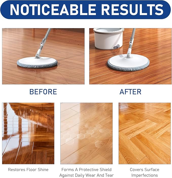 2Pcs Floor Restore Cleaner & Polish,High Solid Content Floor Polish For Shine Renewal & Protective Layer,Helps Conceal Small Scratches,Quick-Drying Protective Finish For Tile,Shine Wood-300ml