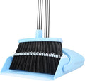 Broom and Dustpan Set House Brooms for Sweeping Indoor Collapsible Broom and Dust Pan Combo for Home Office Kitchen Lobby Floor Pet Hair (Small-Blue)