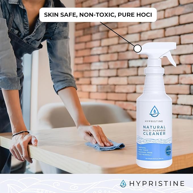PURE Hypochlorous Acid Spray, Multi-Purpose Cleaner, Superior Shelf Life, 0% Bleach, 0% Alcohol, Food Contact Safe, Eliminate Non-Living Allergens, Remove Pet Odor, Clean Any Surface