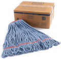 Matthew Cleaning 24oz Heavy Duty Mop Head Commercial Replacement for General and Floor Cleaning, Wet Industrial Blue Cotton Looped End String Head Refill (Case of 12) Blue