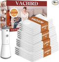 Vacbird Vacuum Seal Bags for Clothing, 16 Pack Vacuum Storage Bags with Rechargeable Cordless Air Pump(4J+4L+4M+4S), Space Saver Bags for Clothes Blanket Duvets Pillows Comforters Travel