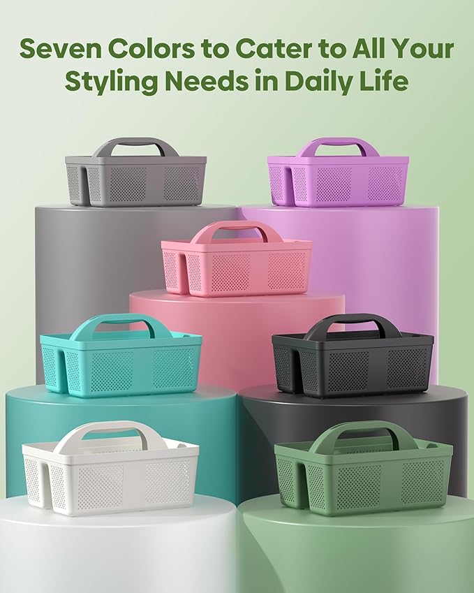 4 Pack Portable Shower Caddy, Integrated Handle, Reinforced Plastic, Organizer Storage Bathroom Supplies and Beauty Products, Cleaning Supplies, Shower Basket for Home, Dorm, Shelf and Cabinet