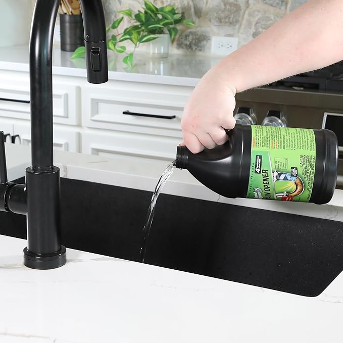 Liquid Rhyno 62 oz. Drain Opener, 2X Concentrate Hair Clog Remover for Sink, Bathtub or Shower Drains, Fast Acting Pro Strength Clears Slow-Flowing Drains, Safe for all Drain Pipes, 4 Treatments