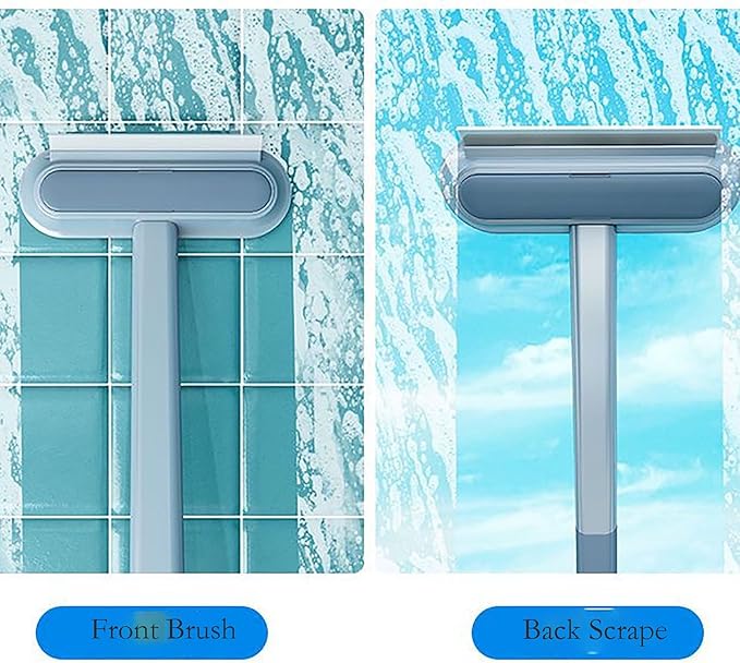 Screen Window Brush, 17.5 Inch x 7.1 Inch Blue Plastic Handle Two-Sided Mesh Cleaner Tool for Glass, Ceramic Tile and Screen Window (1)