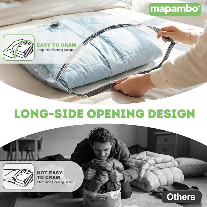 Mapambo Vacuum Storage Bags with -60000Pa USB Pump, 18 Pack Vacuum Seal Bags for Clothing Travel in 3 Sizes, Travel Vacuum Bags with Pump, Saving up to 80% of Luggage Space (18 Combo Size)