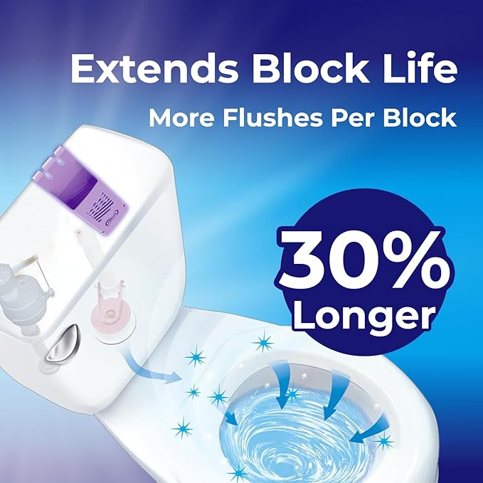 Toilet Tank Tablet Holder with 2 Blue Toilet Bowl Tablets, 8.97 x 3.22 x 2.25 Inch Tablet Holder - Prevents Flapper Jams & Residue, Extends Life of Drop-In Cleaner Tablets