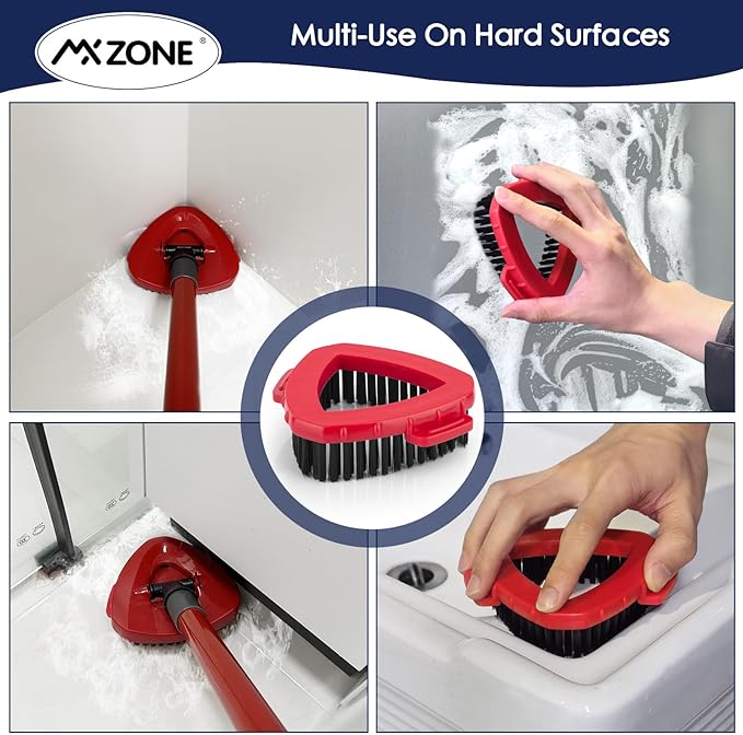 Scrubber and Mop Base Compatible with O Cedar RinseClean 2 Tank System, Spin Mop Scrub Brush Head Replacement, Hard Bristle Cleaning Brush, 1 Mop Base and 1 Scrub Brush, Not Fit EasyWring 1 Tank