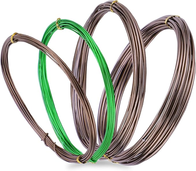 Bonsai Wire Kit, 4 Rolls Total 64Ft Aluminum Bonsai Training Wire Set for Indoor 1.0MM, 1.5MM, 2.0MM