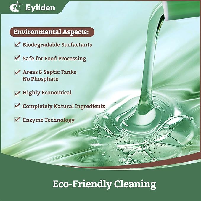 Eyliden 4pcs Bio-Enzyme Floor Cleaner - pH Neutral, Completely Natural Ingredients, Slip Resistance, Biodegradable Surfactants - Only Fit JX-30 Spray Mop (4x 10ml Cleaner Concentrate)