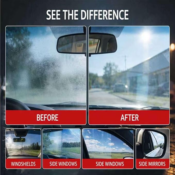 2 pcs Clear Vision Windshield Cleaner,Automotive Oil Film Cleaning Brush, Car Glass Cleaning Brush for Windshield, Windows and Mirrors,Strong Cleaner Improves Driving Clarity & Visibility