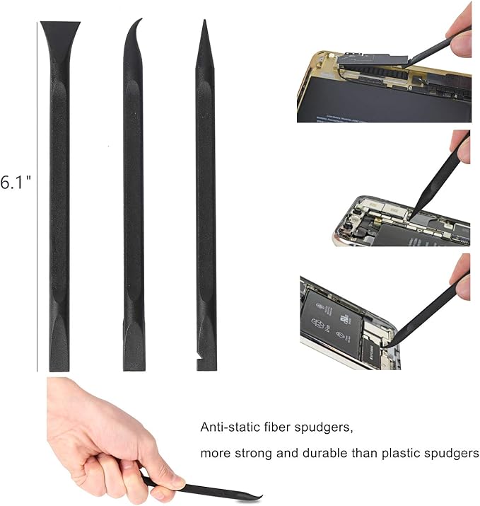 Kaisi Professional Electronics Opening Pry Tool Repair Kit with Metal Spudger Non-Abrasive Nylon Spudgers and Anti-Static Tweezers for Cellphone iPhone Laptops Tablets and More, 20 Piece