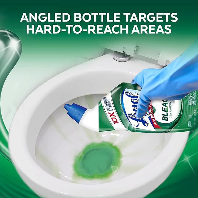Lysol Toilet Bowl Cleaner Gel, For Cleaning and Disinfecting, Stain Removal, Contains Bleach, 24oz (Pack of 2)