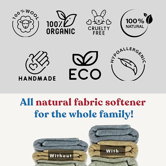 Wool Dryer Balls – 4 XL Organic Wool Balls, Reusable Natural Fabric Softener, Reduce Drying Time, Wrinkles, Static & Laundry Clumping, Eco-Friendly Laundry Balls