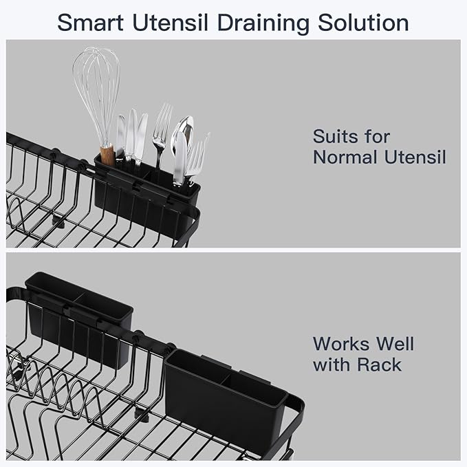 Small Expandable Over The Sink Dish Drying Rack Drainer In Stainless Steel Metal For Kitchen, Counter Space Saving Compact Above Plate Dryer Strainer, Adjustable Hanging Inside Sink Wire Drain Holder
