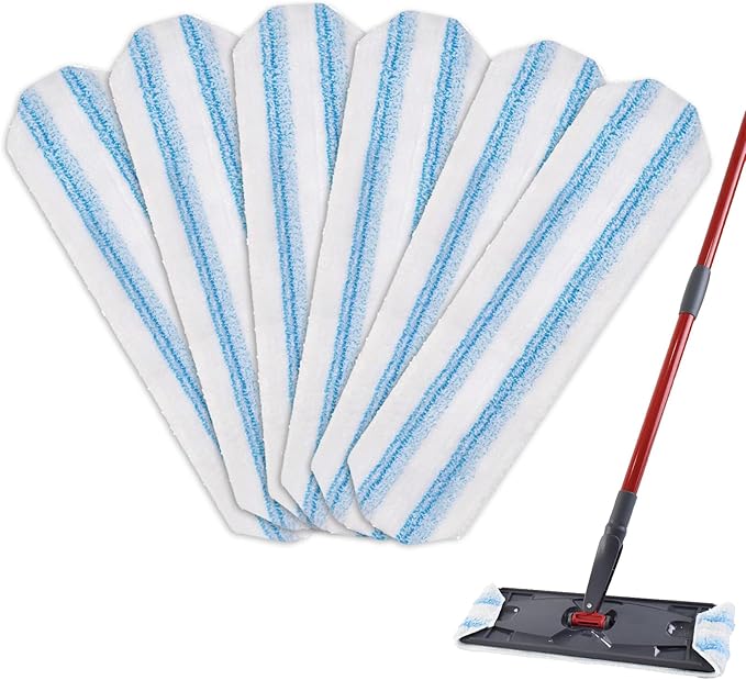 H2prO Mop Pads Replacements Compatible with Flat Mop System, Replace Mop Heads for Mop, Machine Washable Reusable Microfiber Pad Refills for Floor Cleaning (6 Pack)