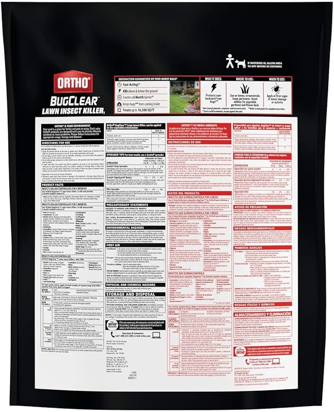 Ortho BugClear Lawn Insect Killer1: Treats up to 16,500 sq. ft., Protect Your Yard & Garden Against Ants, Spiders, Ticks, Armyworms, Fleas & Grubs, 10 lbs. (Pack of 2)