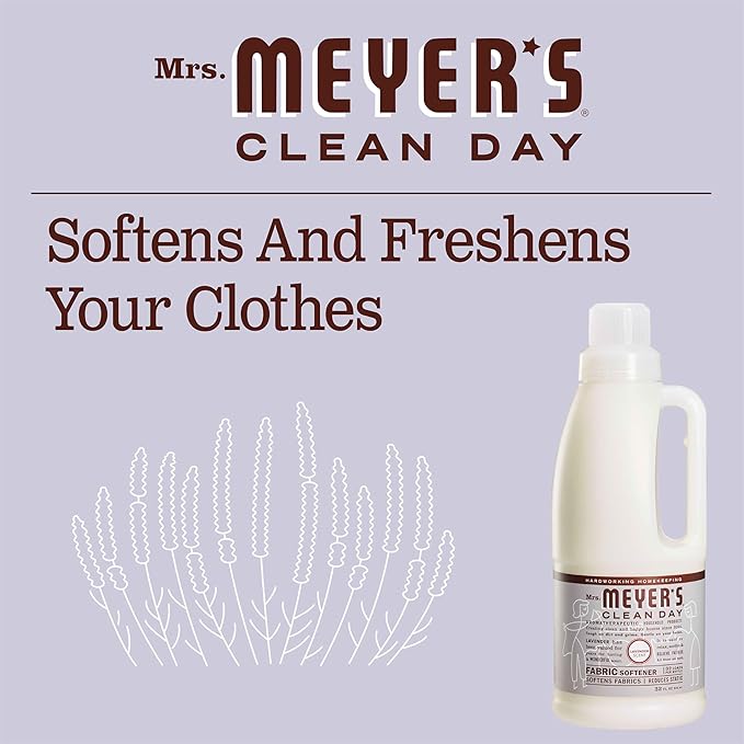 MRS. MEYER'S CLEAN DAY Liquid Fabric Softener, Infused with Essential Oils, Paraben Free, Lavender, 32 oz (32 Loads) (Pack of 4)