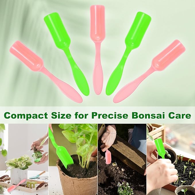 20-Pack Mini Gardening Shovel Spoons, Plastic Garden Soil Scoops for Cultivation Digging Transplanting/Flower Planting/Plant Succulent, Colorful Small Gardening Tools [Pink, Green]