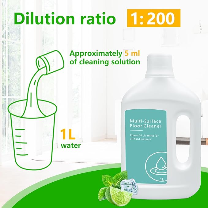 1000 ml Floor Vacuum Cleaner Detergent Refill for Dreame Cleaning Solution,Compatible with Dreame X Series and L Series Robot Vacuum and Mop.