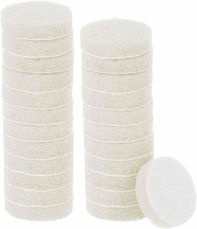 HARFINGTON 24pcs Scrubber Scouring Pads 450 Grits 2 Inch Drill Power Brush Hoop and Loop Surface Conditioning Disc Drill Scuffing Disc Scrub Pads for Home Kitchen Cleaning, White
