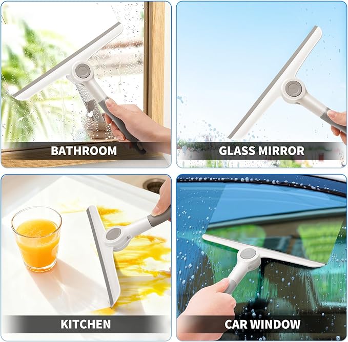 Window Squeegee for Glass Doors，All-Purpose 9.7” Window Cleaning Squeegee, Handheld for Windows, Car Windshields & More，Grey (9.7" Window Squeegee)