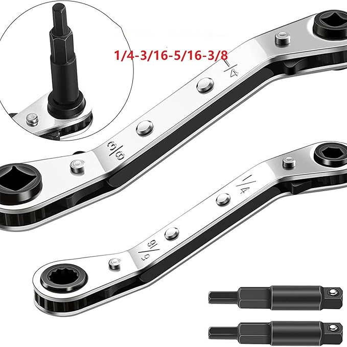 Ratchet Wrench Set, Refrigeration Repair Tool, Heavy Duty Ratchet Wrench Set, for Steel and Alloy, Automotive Plumbing Industrial Use, Air Conditioning Maintenance, Home DIY Repair Tool Kit