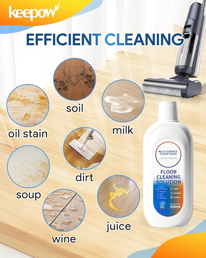 KEEPOW 2 Pack Floor Cleaning Solution for Tineco, Lavender Scent, Deep Cleans Multiple Hard Floors for iFLOOR Series, FLOOR ONE S3 / S5 / S6 / S7 / S9 Artist Series Wet Dry Vacuum (33.8 OZ)