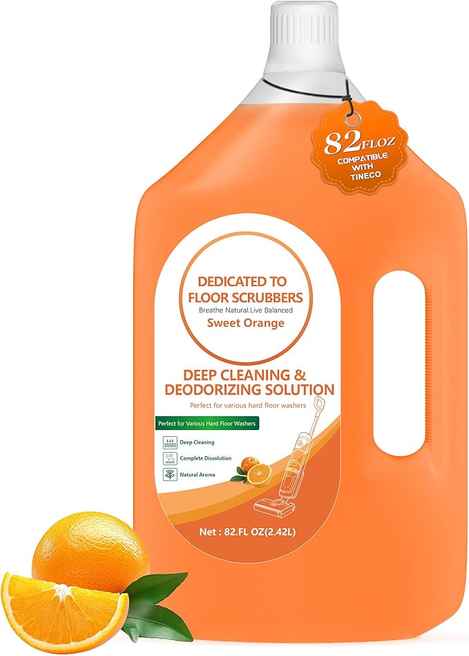Floor Cleaning Solution Compatible with Tineco – 82 FL OZ Orange Floor Cleaner – Long-Lasting, Subtle Fruit Scent– For All Cordless Wet/Dry Vacuum Mop Cleaner & Robot Vacuums with Mopping