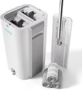 JOYMOOP 8L Large Capacity Flat Mop System with Extension Handle, Ideal for Floor, Window, and Wall Cleaning - Includes 3 Washable Microfiber Pads for Wet and Dry Use