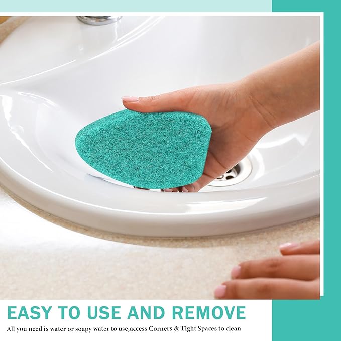 Baderke 4 Pcs Tub Tile Scrubber Cleaning Brush Pads (Without Handle) Compatible with Qaestfy Non-Scratch Scouring Pads Scrub Brush for Shower Bathroom Buildup Toilet Wall Floor(Green)