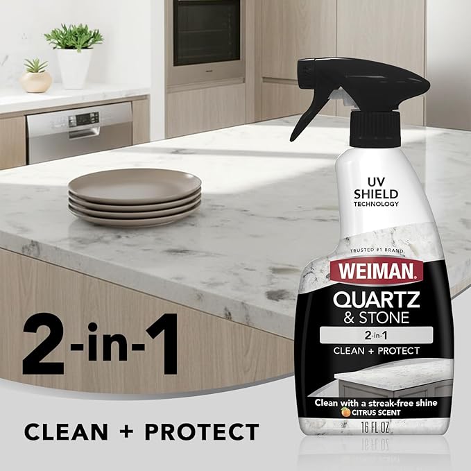 Weiman Quartz Countertop Cleaner and Polish (2 Pack w/Micro Towel) Clean and Shine Your Quartz Countertops Islands and Stone Surfaces with Ultra Violet Protection