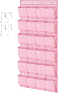 homyfort Pink Shoe Organizer Over the Door for Girls Women Kids Room,Hanging Shoe Rack Organizer for Closet Door,Zapateras Storage Holder with 24 Large Pockets & 4 Sturdy Hooks for Shoes,Slippers
