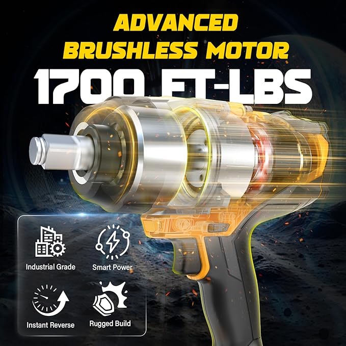 Cordless Impact Wrench Compatible with DeWalt 20V Battery: 1/2 Inch Hog Ring Impact Driver - High Torque - 2300N.m/1700Ft-lbs Cordless Impact Gun - Brushless Motor with LED Light - Tool Only