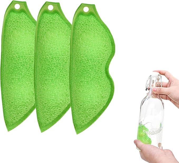 3 Pack Multipurpose Bean Shaped Sponge Set Heat Resistant Bottle and Internal Cleaning Sponges - Reusable entreprises Bottle Cleaning Tools Household Cleaning Sponges
