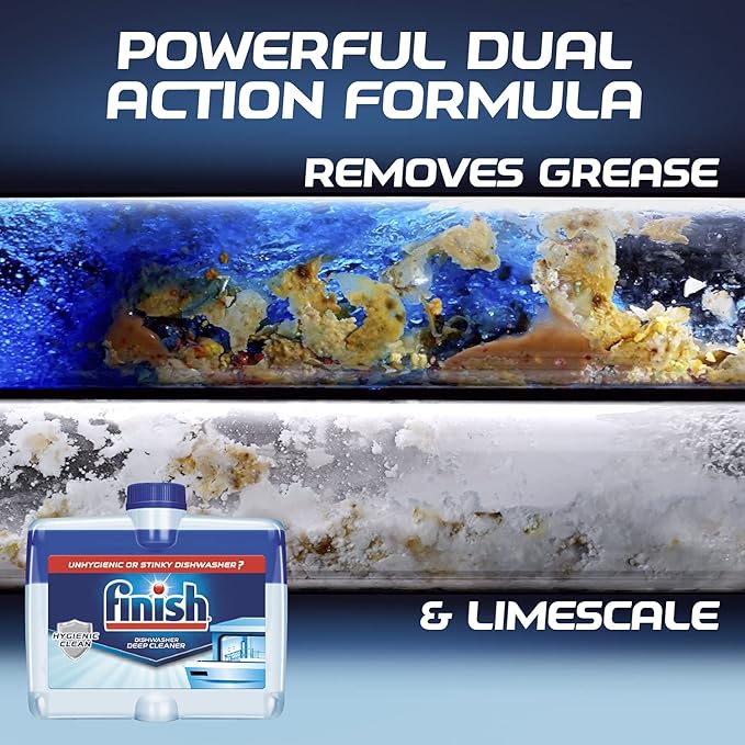 Finish Dual Action Dishwasher Cleaner: Fight Grease & Limescale, Fresh 8.45 oz.(Pack of 4)