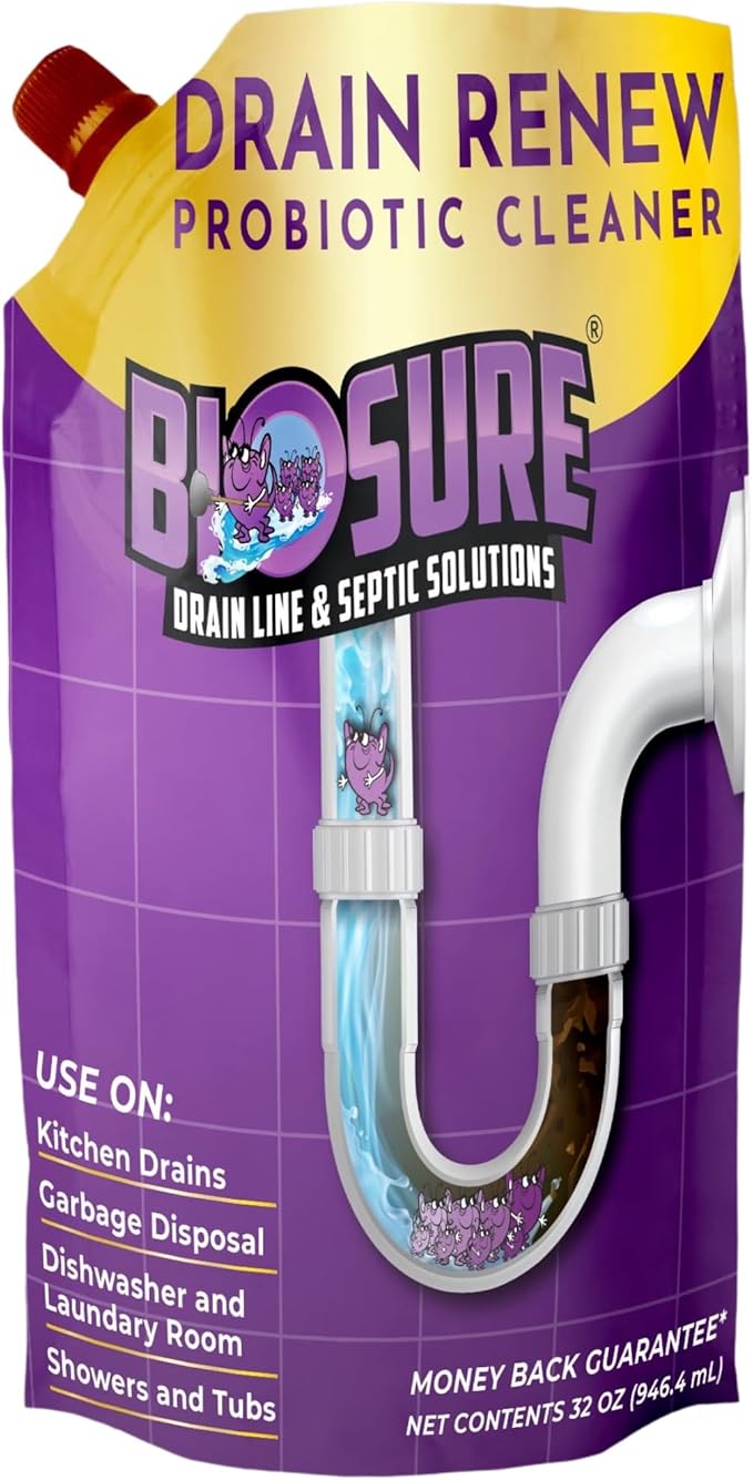 DRAIN RENEW Drain Line Maintenance and Septic Tank Treatment: The Ultimate Drain Cleaner for Your Drains, Showers, Sinks, and Toilets - Keep Your Pipes Clear and Septic System Healthy