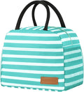 douyadady Lunch Bag Women/Men Lunch Box Women/Men (Baby blue+White Stripes)
