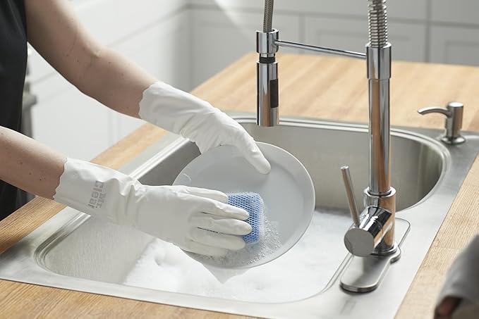 Mr. Clean Bliss Premium Reusable Latex-Free Vinyl Cleaning Gloves with Non-Slip Grip, Large