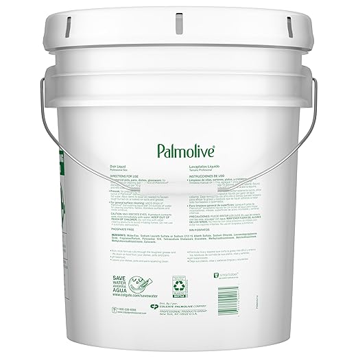 PALMOLIVE Professional Dishwashing Liquid, Dish Soap, Dish Liquid Soap, Phosphate Free, pH Balanced, Dishwasher Cleaner, 5 Gallon Bucket (Part Number: 204917), 10035110049172