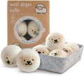 Wool Dryer Balls XL 6-Pack with Felt Box - 100% Pure Wool, Eco-Friendly Fabric Softener, Reduces Wrinkles & Drying Time, Anti-Static, Hypoallergenic, Reusable for 1000+ Loads (White Sheep)