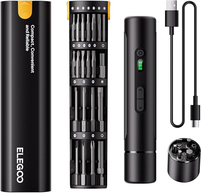 ELEGOO 33-in-1 Electric Screwdriver Set with LED and 33 Magnetic Bits, Type-C Rechargeable 1500mAh Battery, Precision Power Tool Kit for 3D Printer Maintenance, Small Electronics Repairs, Engineers