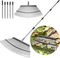 Rake for Leaves Heavy Duty 72 Inch Long Expandable Leaf Rake, 18 Inch Wide Garden Rakes with 25 Reinforced Tines and Stainless Steel Handle for Lawn, Yard, Leaf Cleanup
